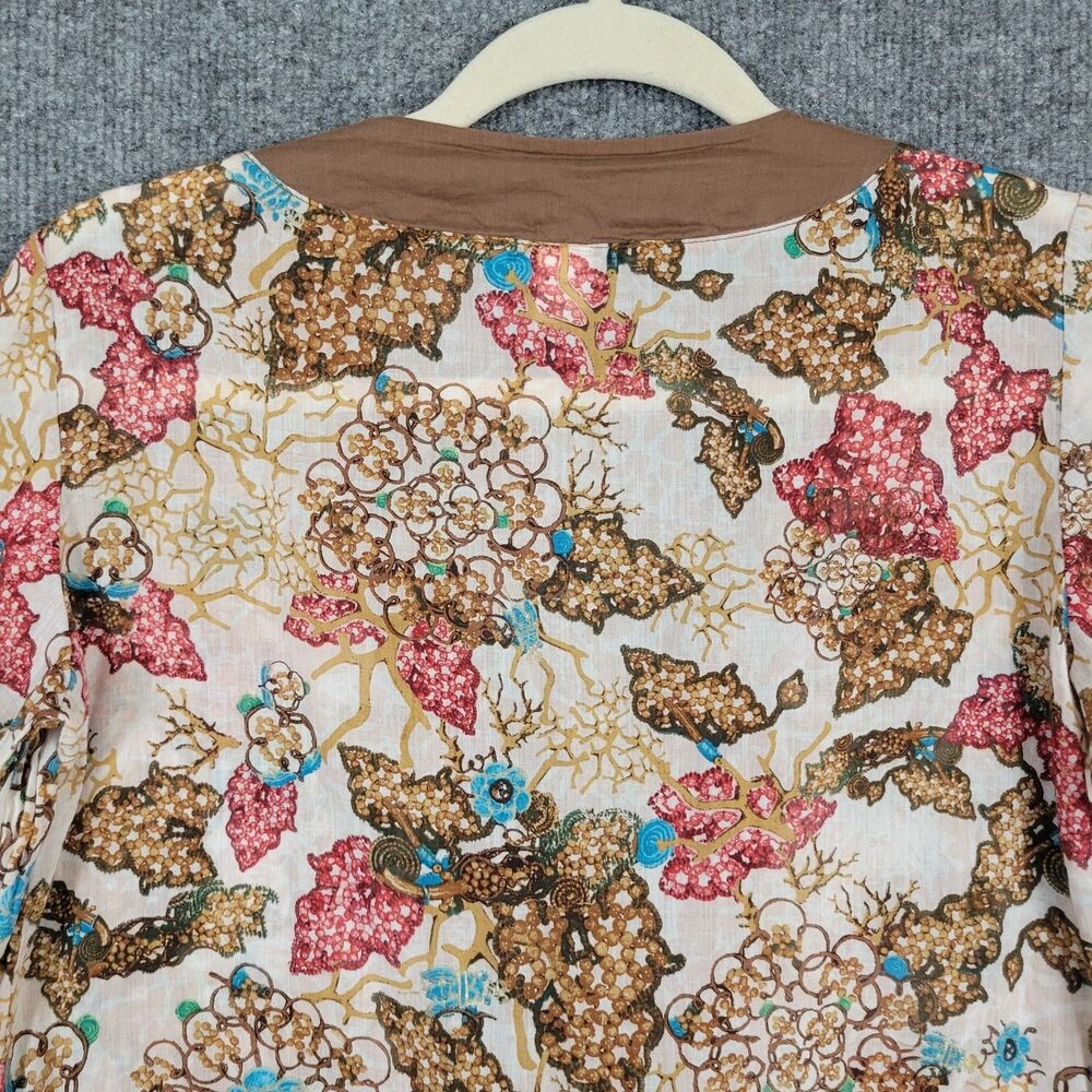 DIANE VON FURSTENBERG Floral Boho Bell Sleeve Peasant Lace Up Tunic Top ~SIZE XS - Picture 7 of 11